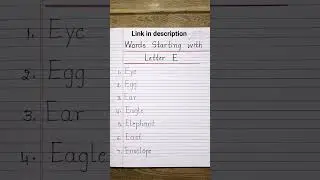 Words Starting with Letter E