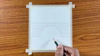 Easy Bridge Spring Scenery / Drawing with Oil Pastels / Step by Step
