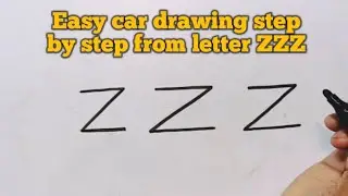 How to draw a car from letter z.Drawing tutorial.Easy car drawing step by step.