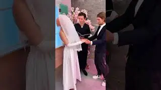 Hilarious Wedding Surprise: Groom's Scare with a Creepy Mask! 😂🎭 #Shorts