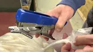 Markwell MPL3 Industrial Bag Sealer Stapling Plier Product Demonstration with P3C 3/8