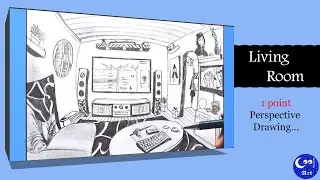 How to Draw a Futuristic Living Room in 1-Point Perspective / Step by Step