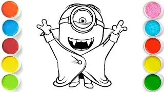 Vampire MINION Drawing, Painting & Coloring For Kids and Toddlers_ Child Art