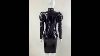 vinyl long sleeve bodycon dress party club tight dress