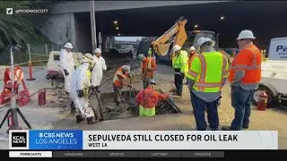 Crews working to determine source of oil leak that closed Sepulveda Blvd