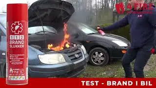 Brand i bil - TEST af 112 BRANDSLUKKER fra 4FIRE INTERNATIONAL