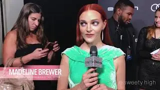 Madeline Brewer talks Handmaids Tale w/ Elisabeth Moss, her new movie Cam & more | Emmys Audi Party