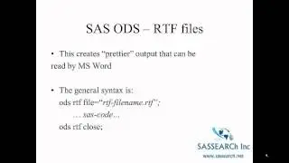SAS Advanced Programming Tutorial    Part 2   ODS and Options