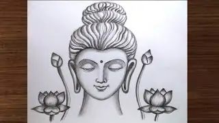 Lord buddha face drawing with pencil shading easy/Gautam buddha face drawing