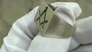 Sterling Silver Masonic Signet Ring Freemason Blue Lodge Ring