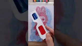 Labubu Met Gaga?!❤️💙 #drawing #art #3Dglasses