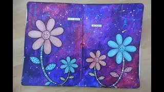 Mixed media page: don't worry, be happy! Inspired by Umut Rados.
