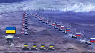 Ukrainian Kamikaze Drones Destroy a Huge CONVOY of russian Tanks in Donetsk region