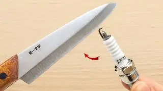Razor sharp knife in just 2 minutes! Few people know this function of spark plugs!