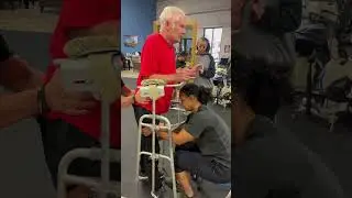 Walking with walker assistance after paralysis at Next Step Atlanta #therapy #rehabilitation