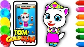 Talking Tom Gold Run Princess Angela Draw and Color | Coloring Pages for Children