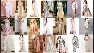 white Saree Designs Collection for your Review  सफेद साड़ी