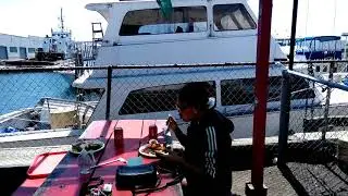 Fresh and delicious grilled halibut plate and calamari at Berth 55 Fish Market and Seafood