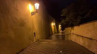 Hradčany Prague Castle a night walk tour 4K HDR August 2021