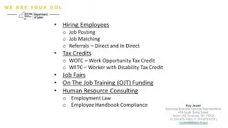 NYS Department of Labor - Workforce Development 101 for Employers