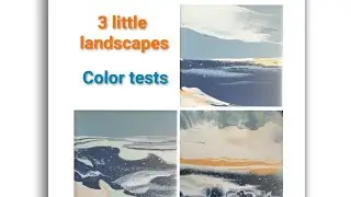 Three little fluid landscapes - how I test colors and consistency on tiles - acrylic pouring short