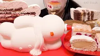 귀여워서 어떻게 먹어..?☃️ 몽글몽글 눈사람 케이크부터 슈톨렌까지! 디저트 먹방 ASMR