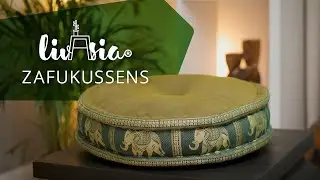 livasia groot zafu-kussen met kapok en versierde zijden