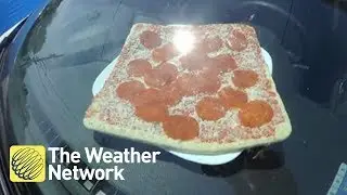 Baking a frozen pizza inside a hot car, Weather Reporter experiments
