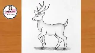 How to draw a deer easy step by step | Deer drawing | Animal drawing | Simple art with rose