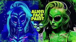 👽 GREEN ALIEN FACE PAINT 👽| UV/BLACKLIGHT MAKEUP! | November 2021