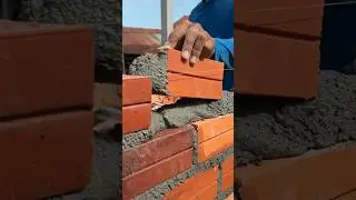 Simple Red Brick Laying Technique🧱🧱 #bricklaying