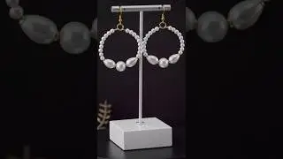 Quick & Easy Beaded Pearl Earring Design | 5 min Craft | DIY Hoop Earrings | #handmade #jewellery