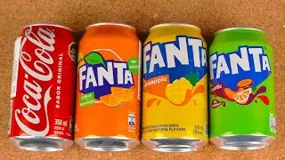 Satisfying video ASMR unboxing COCA COLA, FANTA ORANGE, FANTA PINEAPLE, FANTA, Opening soda cans