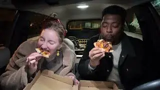 Trying some vegan pizza with Syd😅