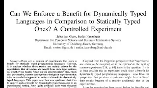 Static vs dynamic typed languages: an intentionally rigged experiment
