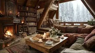 Cozy Cabin Library Jazz 📚🔥 | Warm Background Music for Reading & Focus