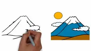 How to draw mountain and sun easy step by step Mr drawing