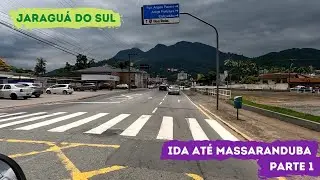 Do Centro de Jaraguá do Sul, até Guaramirim, na SC-108, sentido Massaranduba. 