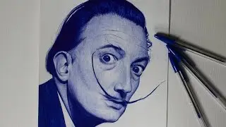 Desenho hiper-realista de Salvador Dali com caneta esferográfica  (Speed Drawing) - Atevaldo Novais