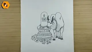 How to Draw Shiva Lingam and  Nandi | easy siva ling Drawing | mahadev drawing 