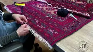 Area Rug Repair How To Secure Ends With Hand Overcasting