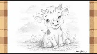 Cute Baby Cow Sketch | Easy Pencil Drawing