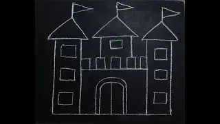 Easy drawing/Castle drawing easy/How to draw a castle/Castle drawing for beginners kids