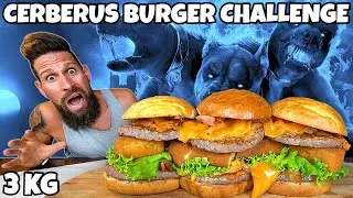 CERBERUS BURGER Challenge - (3KG - 10000 calorie) - MAN VS FOOD