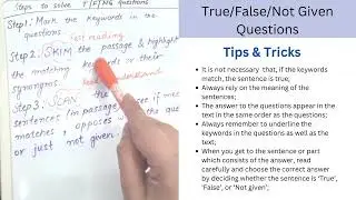 True False Not given Reading questions Step by Step tutorial, IELTS/CAEL/PTE