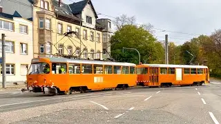 STRASSENBAHN CHEMNITZ - WINTERDIENST FOTOZUG am TATRA-ABSCHIED T3D-M in Altchemnitz-Wendeschleife