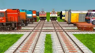 10 Coupling Trains At Bumpy Railroad Crossings | indian train crossing 3d gameplay | train simulator