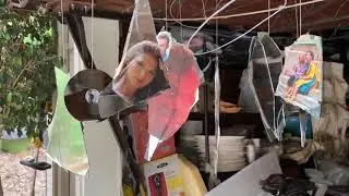 Prototype for . The artist Scott Riddle&lsquo;s hanging sculpture. Rebellion against darkness.