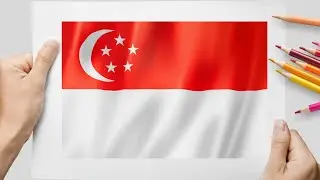How To Draw Singapore Flag | Easy Drawing and Coloring for Beginners