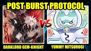 Анализ повтора матча Darklord Gem-Knight против Yummy Mitsurugi после Burst Protocol.